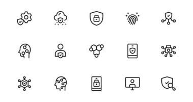 Modern Security Icon Design Collection Illustration. Featuring Essential Protection, Shield, and Lock Icons for Secure and Professional Design Projects. vector