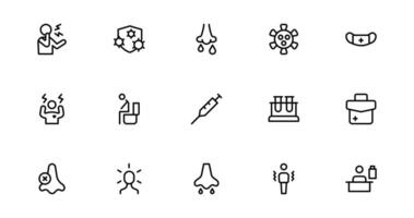 Flu and Virus Icon Set Design offer for Health and Wellness Projects. Featuring Key Medical Symbols for Preventative Measures and Virus Awareness. vector