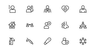 Flu and Virus Icon Bundle Pack for Health and Wellness Projects. Featuring Key Medical Symbols for Preventative Measures and Virus Awareness. vector