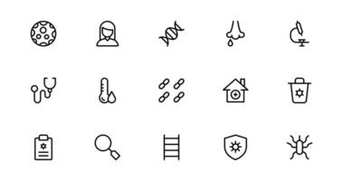 Flu and Virus Icon Outline Style for Health and Wellness Projects. Featuring Key Medical Symbols for Preventative Measures and Virus Awareness. vector