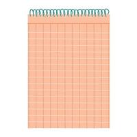 Notebook sheet isolated on white background. White blank of checkered paper. Vertical page from diary. template. vector