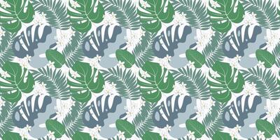 Seamless botanical pattern with tropical leaves vector