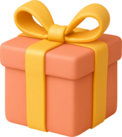 A gift box with a yellow ribbon tied around it png