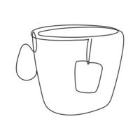 Continuous single line art drawing of paper tea bag icon vector