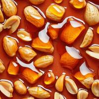A close up of a bowl of peanuts and nuts photo