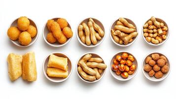 A variety of nuts and nuts in bowls photo