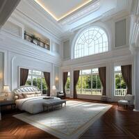 Luxury bedroom interior 3d render photo