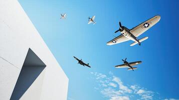 A group of planes flying in the sky photo