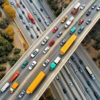 Aerial view of traffic on a freeway photo