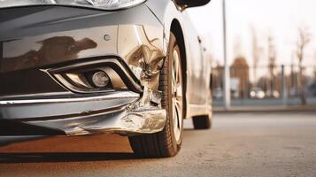 A car with a damaged front end photo