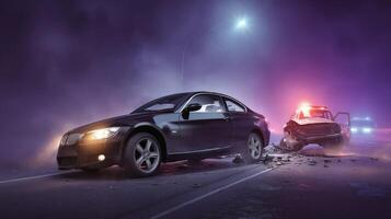 A car is being hit by another car on the road photo