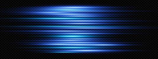 Futuristic blue laser beam with glowing flare and electric streaks. Fast horizontal motion effect on dark abstract background. Bright digital light burst for tech or fantasy design themes. vector