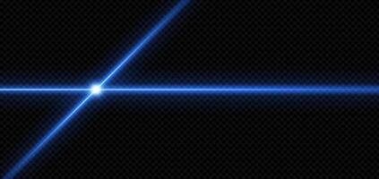 Blue laser beam with neon streaks and glowing effect. Futuristic light ray on dark background. Isolated design featuring security scanner, electricity and high tech science elements. vector