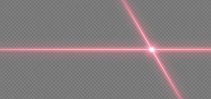 Red laser beams on dark background. Futuristic neon light effects with glow, flare and streak. Abstract for sci fi, concert, scanner or technology themes. Isolated overlay. vector