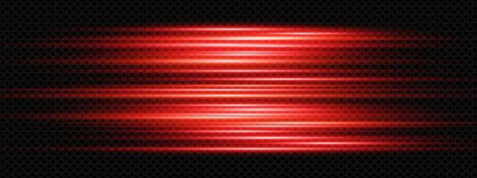 Red light streaks and laser beams on dark background. Neon glow and flare effects suggest fast motion and futuristic energy. Dynamic abstract design with speed, power, and tech elements. vector