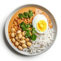 Thai curry with rice and peanuts photo