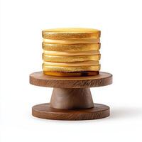 A stack of pancakes on a wooden stand photo