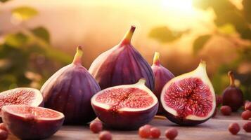 Ripe figs with vibrant color and intricate patterns. photo