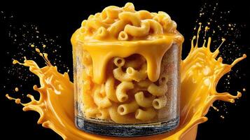 Mac and cheese with a dramatic, splashy presentation. photo