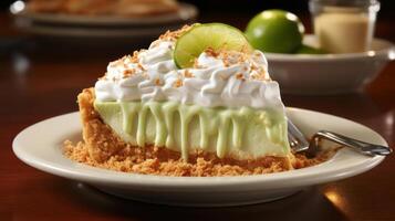 A slice of lime pie on a plate photo