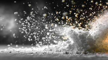 Dynamic water splash, frozen in motion, dramatic effect. photo