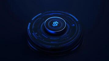 Futuristic Circular Technology with Dollar Sign, Digital Currency, Modern Finance, Fintech, and Blockchain Technology Concept. photo