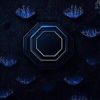 Futuristic Dark Blue Octagon on Honeycomb Mesh Background with Glowing Accents for Technology Designs photo