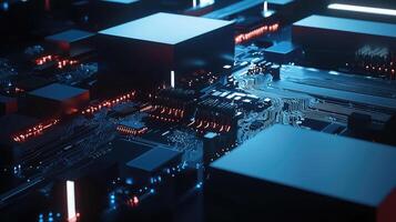 Futuristic Motherboard Circuitry with Glowing Connections Technological Innovation, Computer Hardware, and Advanced System Design photo
