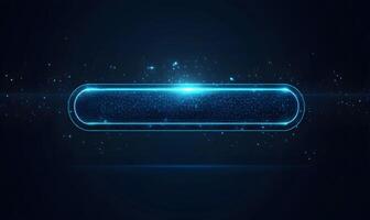 Futuristic Neon Button with Glowing Particle Effect on Dark Background for Technology Concepts photo