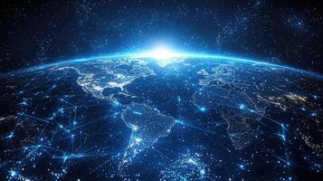 Global Network Connecting the World, Communication Technology, Data Transmission, and Internet Connectivity in the Digital Age photo