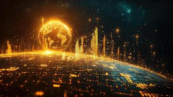 Global Network Technology Data Transmission, Internet Connectivity, Digital World, and Communication Infrastructure Concept Art photo