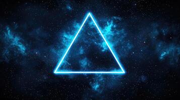 Glowing Neon Triangle in a Starry Nebula Space Background for Technology and Science Concepts photo