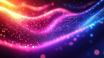 Glowing Particle Wave Abstract Futuristic Technology Background with Vibrant Colors and Bokeh Effects Digital Art photo