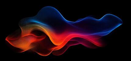 Abstract colorful wave pattern undulates against a deep black backdrop creating smooth, flowing energy photo