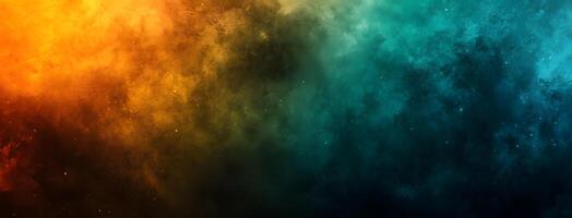 Abstract cosmic clouds blend warm orange and cool turquoise into ethereal nebulous space photo