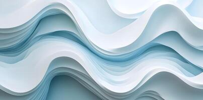 Abstract flowing wave pattern creates a serene, calming effect with gentle white and blue shades photo