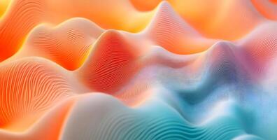 Abstract orange and blue wavy forms with fine lines suggest a topographic map photo