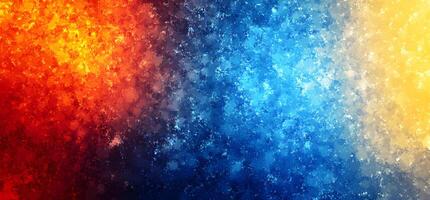 Abstract splattered background features a gradient from fiery red to cool blue hues photo
