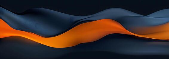 Fluid orange layer flows dynamically beneath undulating waves of deep blue texture to create depth photo