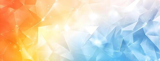 Geometric abstract background with glowing lines and triangles shows a vibrant orange to blue gradient photo