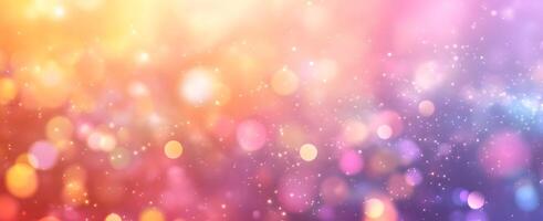 Glimmering specks and bokeh lights create a colorful, dreamy, and festive abstract background scene photo