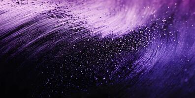Glimmering purple brushstrokes cascade into inky darkness, speckled with sparkling dots that enchant the eye photo