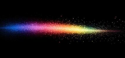Glittering rainbow light explodes across the dark canvas, sparkling with radiant color and texture photo