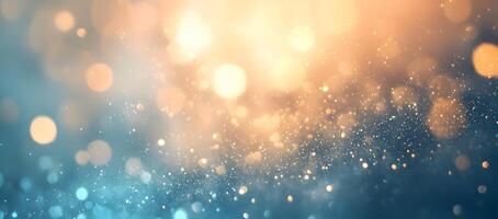 Golden sparkles fall against an ocean blue backdrop, creating a magical, ethereal atmosphere photo