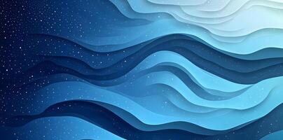 Layered blue waves gently unfold under a scattered constellation, creating a tranquil, celestial depth photo