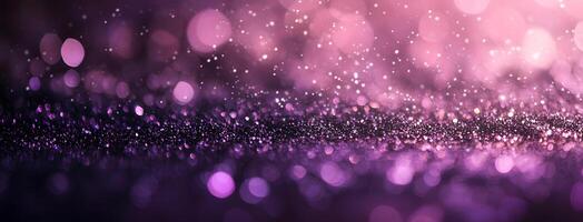 Lilac bokeh light scatters above scattered light particles creating a magical shimmering effect photo