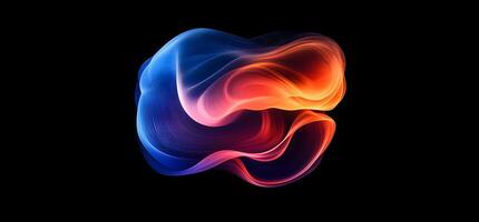 Luminous abstract form showcases smooth transitions between cool blues and warm vibrant oranges photo