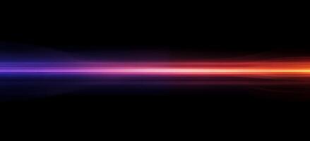 Luminous horizontal bands transition from deep purple to warm orange in striking contrast over black photo