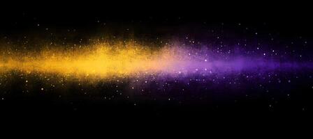 Luminous golden and violet light streaks with a sparkling effect create a magical backdrop photo