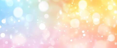 Pastel colored dreamy bokeh effect featuring stars and light orbs creating a soft, luminous glow photo